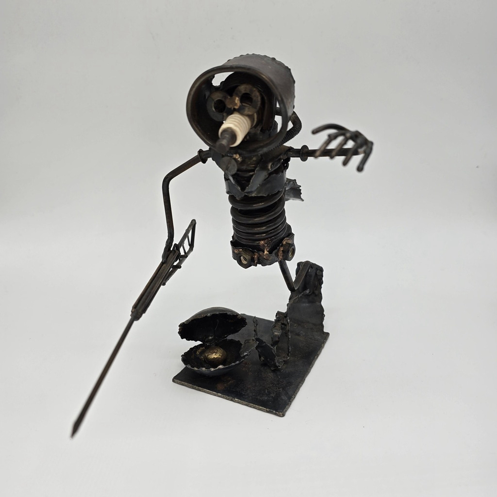 Vintage Welded Metal Diver Sculpture Signed K Moore 1971 - Picture 4 of 16